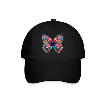 Schmetterling - Baseballkappe - Schwarz/Schwarz - Vorne