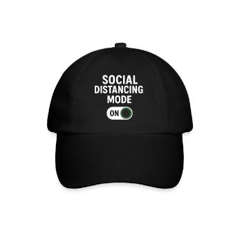 social distancing mode on - Baseball Cap - black/black - Front