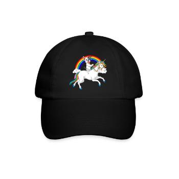French Bulldog Riding Unicorn - Baseball Cap - black/black - Front