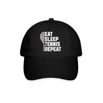 Tennis Eat sleep tennis glitch effect - Baseball Cap - black/black - Front