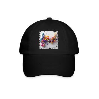 Colorful Musical Notes Art Motif - Baseball Cap - black/black - Front