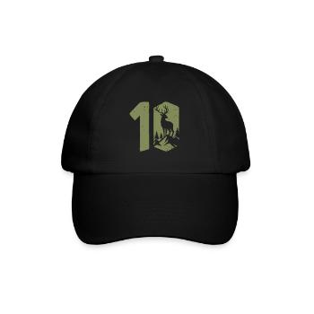Jäger 10. Geburtstag Jagd 10 Jahre Zahl Hirsch - Baseballkappe - Schwarz/Schwarz - Vorne