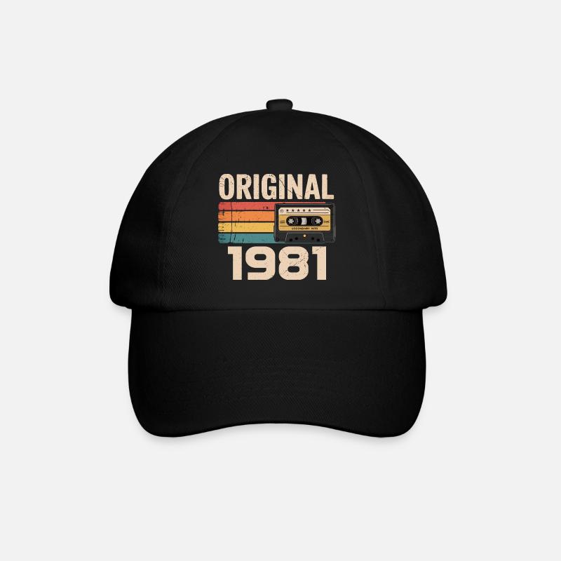 Originaler Retro-Geburtstag von 1981 Vintage 1981 - Baseballkappe - Schwarz/Schwarz