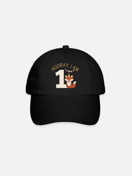 Hurra ich bin 1 Süßer Fuchs Geburtstag - Baseballkappe - Schwarz/Schwarz
