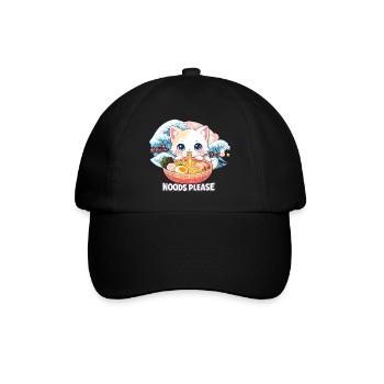 Kawaii Neko Ramen Cat Noodle Anime - Baseball Cap - black/black - Front