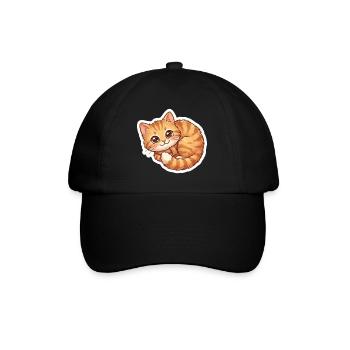 Gemütlicher orangefarbener Katzenschal - Baseballkappe - Schwarz/Schwarz - Vorne
