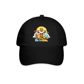 Crucifix de Kawaii Il est ressuscité Jésus de Pâques - Casquette classique - noir/noir - Devant