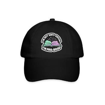 Bücherwurm Spruch - Süßes Leser Geschenk - Baseballkappe - Schwarz/Schwarz - Vorne