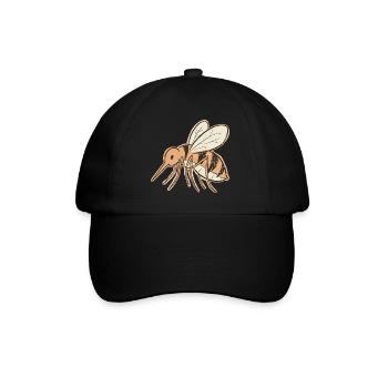Vintage-Tiger mit Mückenbienen-Cremestreifen - Baseballkappe - Schwarz/Schwarz - Vorne
