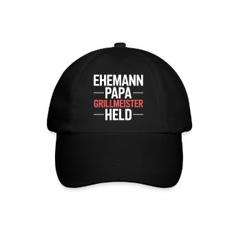 Ehemann Papa Grillmeister Held - Baseballkappe - Schwarz/Schwarz - Vorne