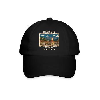 Rumänien Brașov Vintage Reisemarke - Baseballkappe - Schwarz/Schwarz - Vorne