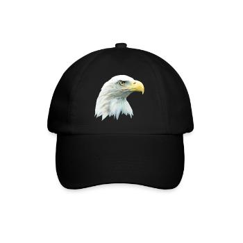 Adlerkopf, Weißkopfseeadler, Adler, Greifvogel aus - Baseballkappe - Schwarz/Schwarz - Vorne