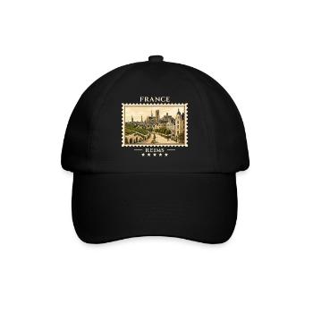 Frankreich Reims Vintage Reisemarke - Baseballkappe - Schwarz/Schwarz - Vorne