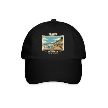 Frankreich Vintage Reisemarke - Baseballkappe - Schwarz/Schwarz - Vorne