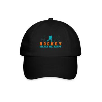 Hockey makes me happy - Baseball Cap - black/black - Front