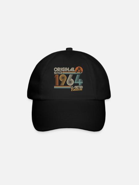 1964 Vintage Jahrgang Geburtstag Retro Geschenk - Baseballkappe - Schwarz/Schwarz