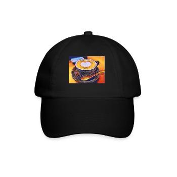 Kaffee - Baseballkappe - Schwarz/Schwarz - Vorne