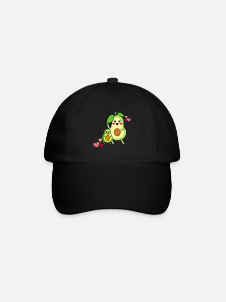 Avocado Familie Mamacado mit Kind - Baseballkappe - Schwarz/Schwarz