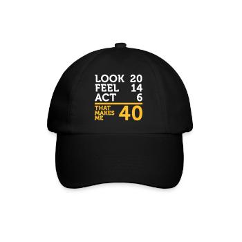 J'ai 40 ans, mais mon coeur est encore jeune! - Casquette classique - noir/noir - Devant