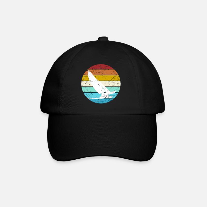 Retro Color Cat Sailing - Baseballkappe - Schwarz/Schwarz