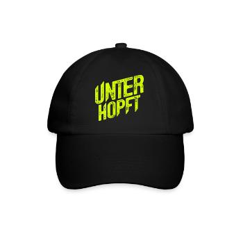 Unterhopft - Bier - Saufen - Lustig - Alkohol - Baseballkappe - Schwarz/Schwarz - Vorne