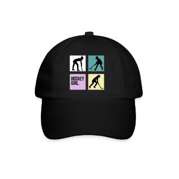 hockey retro girl 7m feldhockey hockeyspielerin - Baseballkappe - Schwarz/Schwarz - Vorne