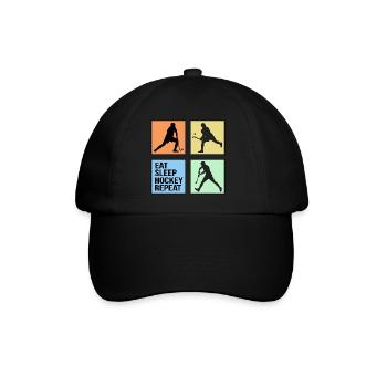 field hockey repeat hockey player retro - Baseball Cap - black/black - Front