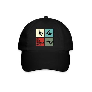 wakeboard wakeboarder cable water rat eat repeat - Baseball Cap - black/black - Front