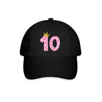 10 Krone 10. Geburtstag 10 Jahre - Baseballkappe - Schwarz/Schwarz - Vorne