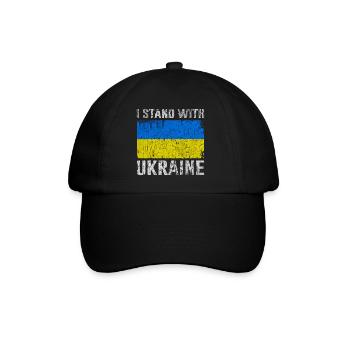 Support Ukraine I Stand With Ukraine Ukrainian - Baseballkappe - Schwarz/Schwarz - Vorne