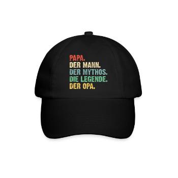 Papa Opa Legende Retro Geschenk - Baseballkappe - Schwarz/Schwarz - Vorne
