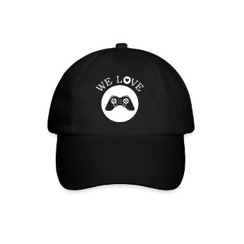 we love gaming games gamer Symbol Geschenk - Baseballkappe - Schwarz/Schwarz - Vorne