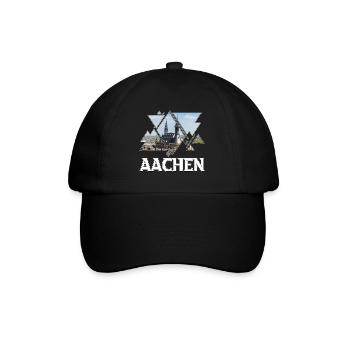 Aachen Deutschland Stadt Skyline Heimat Liebe - Baseballkappe - Schwarz/Schwarz - Vorne