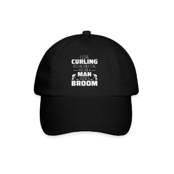 Curling Sweeping Fan Winter Ice Sport Curler Funny - Baseball Cap - black/black - Front
