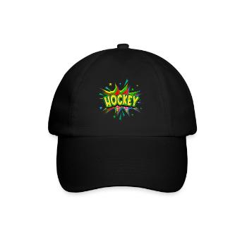 Hockey Joueur de hockey sur gazon Sports Pop Art Dessin animé - Casquette classique - noir/noir - Devant