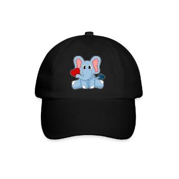 Elefant Herz - Baseballkappe - Schwarz/Schwarz - Vorne