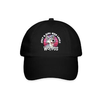 Wolf Just A Girl Who Loves Wolves Wolfskopf - Baseball Cap - black/black - Front