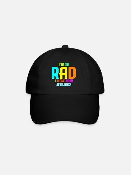 Rad 80er Jahre Neon-inspiriertes Design - Retro-Stil - Baseballkappe - Schwarz/Schwarz