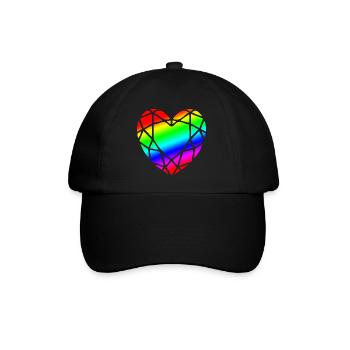 LGBTQ Pride Herz Diamantform - Baseballkappe - Schwarz/Schwarz - Vorne