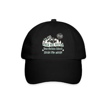 Zu Fuß über die Alpen - offline - verrückte Idee - Baseballkappe - Schwarz/Schwarz - Vorne