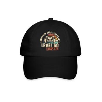 60th Birthday Gamer 60 Years Level 60 Complete - Baseball Cap - black/black - Front