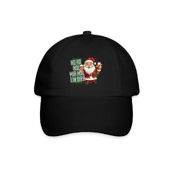 Weihnachtsmann Ho Ho Hol Mir Mal Ein Bier Lustig - Baseballkappe - Schwarz/Schwarz - Vorne