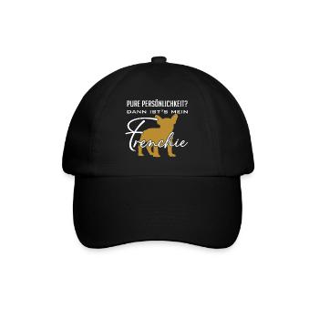 Frenchie Französische Bulldogge Persönlichkeit - Baseballkappe - Schwarz/Schwarz - Vorne