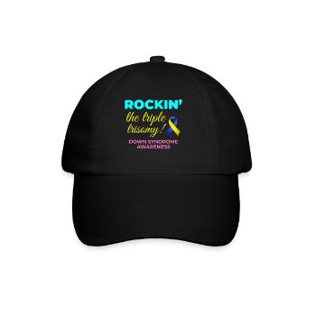 Down Syndrome Awareness Triple Trisomy Rock - Baseball Cap - black/black - Front