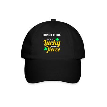 Lucky & Fierce: Funny Irish Girl St Patricks Day - Baseball Cap - black/black - Front