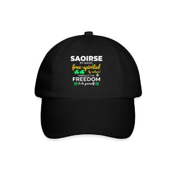 Nom de fille irlandaise drôle : Saoirse - libre - Casquette classique - noir/noir - Devant