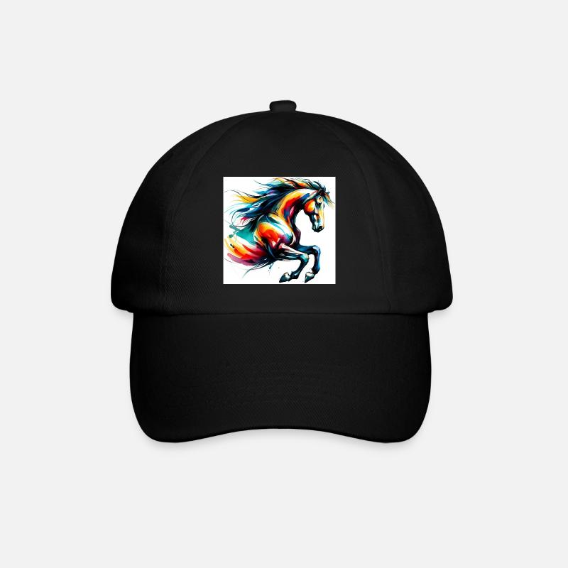 Pferd - Baseballkappe - Schwarz/Schwarz