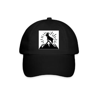 Chèvre sur la montagne, dessinée en noir et blanc - Casquette classique - noir/noir - Devant