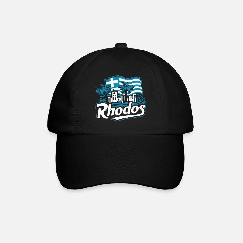 Rhodos Griechenland - Baseballkappe - Schwarz/Schwarz