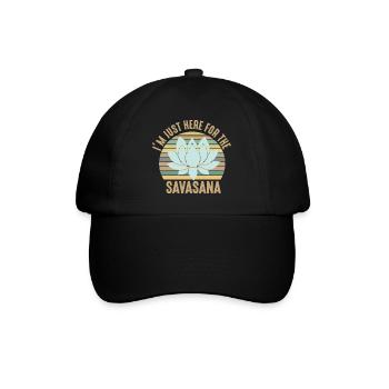 I'm Just Here For The Savasana Cool Yoga Retro - Baseballkappe - Schwarz/Schwarz - Vorne